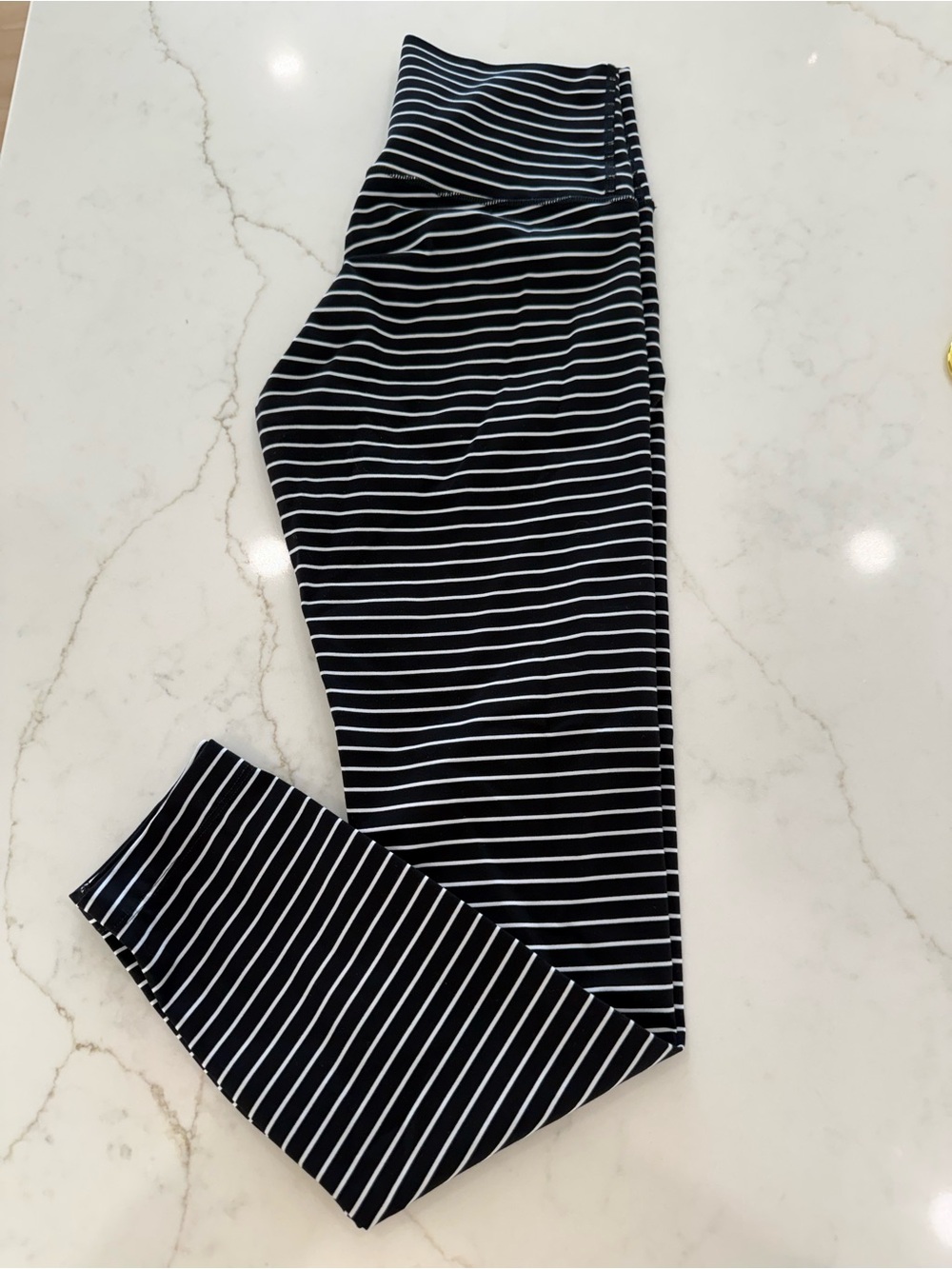lululemon athletica Wunder High Rise Black and White Striped Leggings